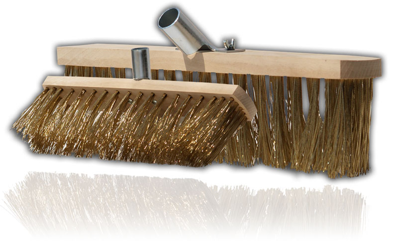Street sweeping brush wire with broom handle