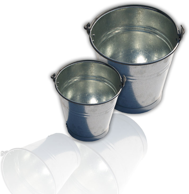 R 0113 Galvanized bucket 5 l.<br>R 0114 Galvanized bucket 7 l.<br>R 0104 Galvanized bucket 10 l.<br>R 0105 Galvanized bucket 12 l.<br>R 0106 Galvanized bucket 15 l.
