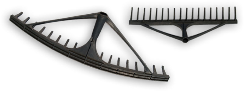 Reinforced plastic rake without handle